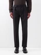 Ralph Lauren Purple Label - Pleated Wool-flannel Tailored Trousers - Mens - Dark Grey