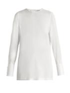 Brunello Cucinelli Embellished-cuff Silk-blend Habotai Blouse
