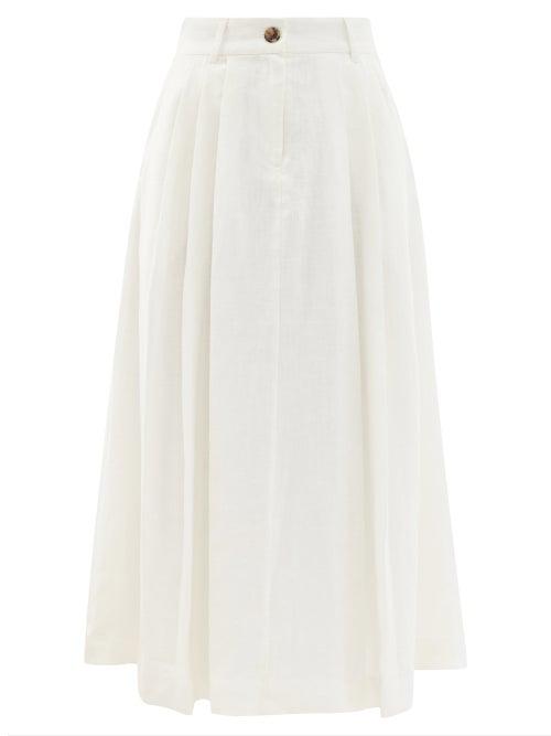 Ladies Rtw Mara Hoffman - Tulay High-rise Pleated Hemp Midi Skirt - Womens - White