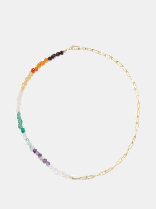 Healers - Half Chakra Half Chain 18kt Gold Necklace - Mens - Gold