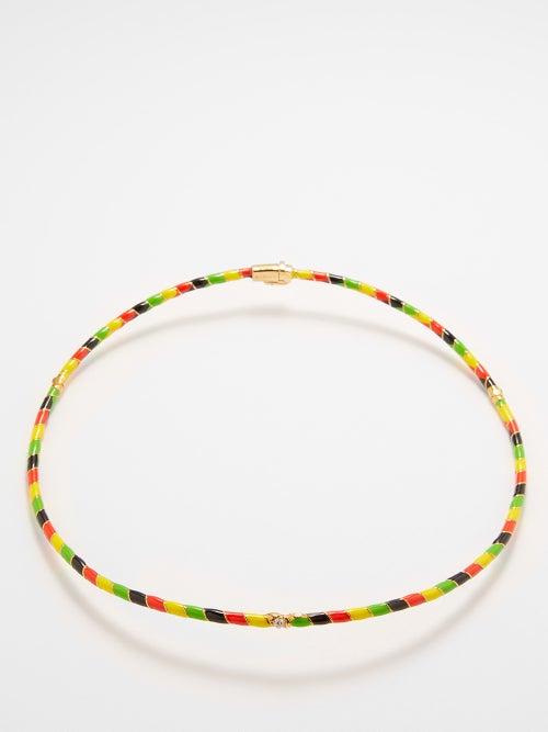 Yvonne Leon - Jamaique Diamond, Enamel & 9kt Gold Necklace - Womens - Gold Multi