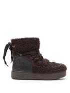See By Chlo - Charlee Shearling And Leather Boots - Womens - Dark Brown