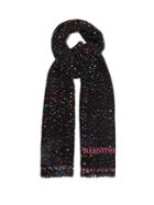 Valentino - Dot-jacquard Cashmere-blend Scarf - Womens - Black
