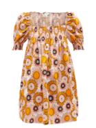 Borgo De Nor - Jane Shirred Sunflower-print Cotton Mini Dress - Womens - Pink
