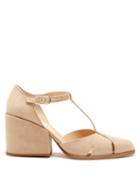 Gabriela Hearst - Hawes Block-heel T-bar Suede Pumps - Womens - Beige
