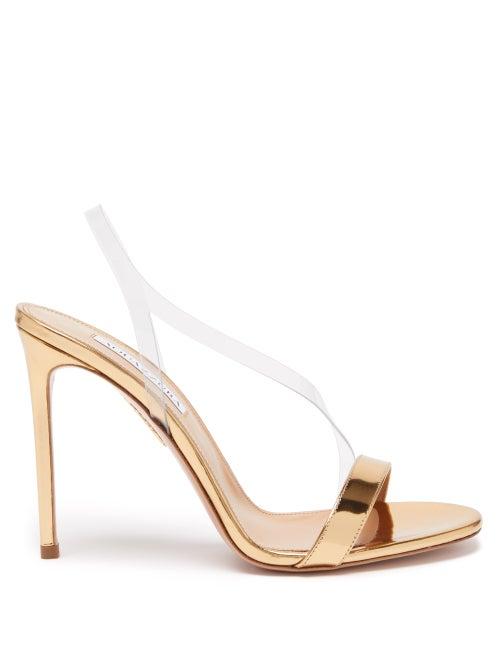 Aquazzura - Perfect Kiss 105 Metallic-leather Sandals - Womens - Gold