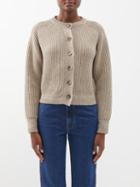 Khaite - Michaela Ribbed Cashmere Cardigan - Womens - Beige Grey