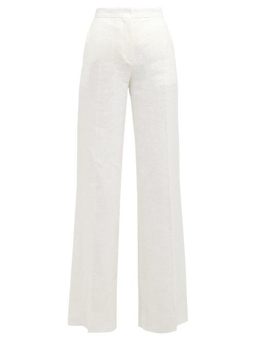 Matchesfashion.com Max Mara Studio - Wide Leg Linen Trousers - Womens - White