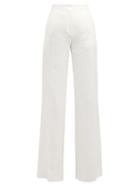 Matchesfashion.com Max Mara Studio - Wide Leg Linen Trousers - Womens - White