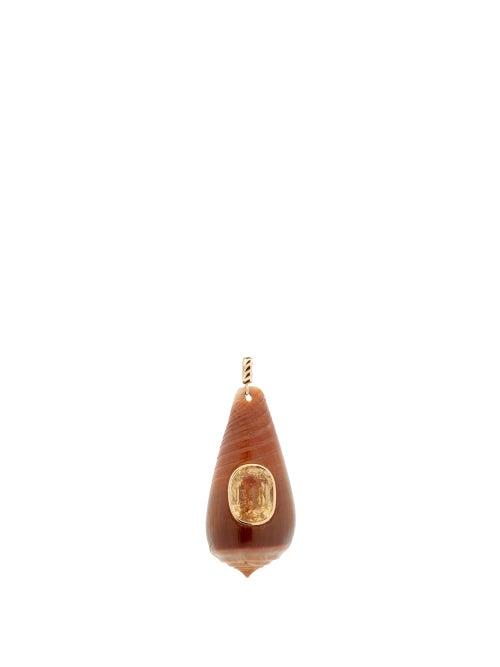 Matchesfashion.com Dezso - Conus Shell, Citrine & 18kt Gold Charm - Womens - Gold