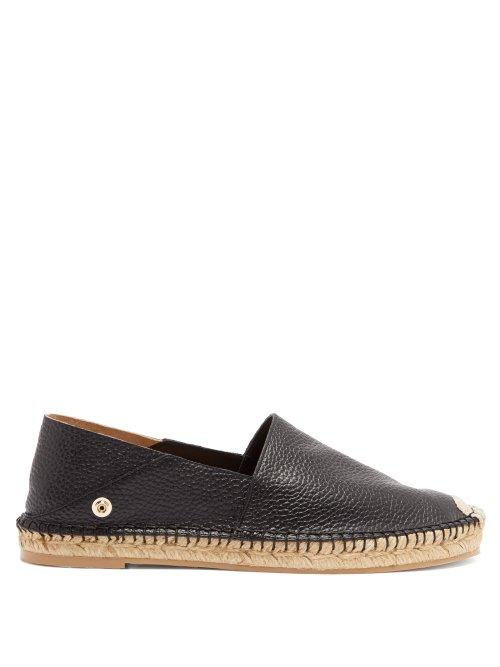 Matchesfashion.com Valentino - Feather Strap Leather Espadrilles - Womens - Black