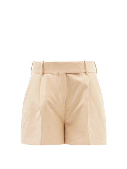 Khaite - Maarte High-rise Cotton Wide-leg Shorts - Womens - Beige