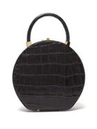 Matchesfashion.com Sparrows Weave - The Round Wicker And Leather Bag - Womens - Navy