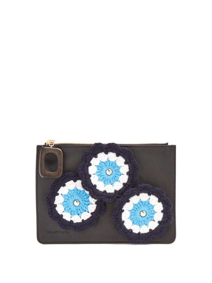 Jw Anderson Daisies-crochet Leather Pouch
