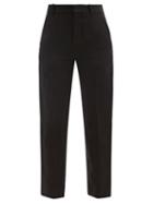 Chlo - Cropped Panama-linen Tailored Trousers - Womens - Black