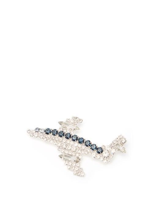 Matchesfashion.com Art School - Aeroplane Crystal-embellished Brooch - Womens - Blue