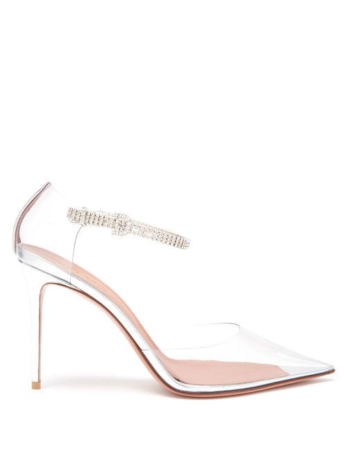 Amina Muaddi - Ursina Crystal-embellished Pvc Pumps - Womens - Clear