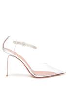 Amina Muaddi - Ursina Crystal-embellished Pvc Pumps - Womens - Clear