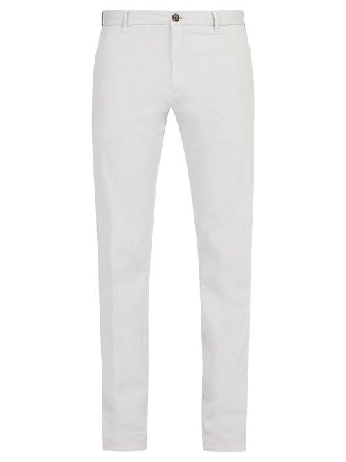 Matchesfashion.com J.w. Brine - Owen Cotton Blend Jersey Chino Trousers - Mens - Light Grey