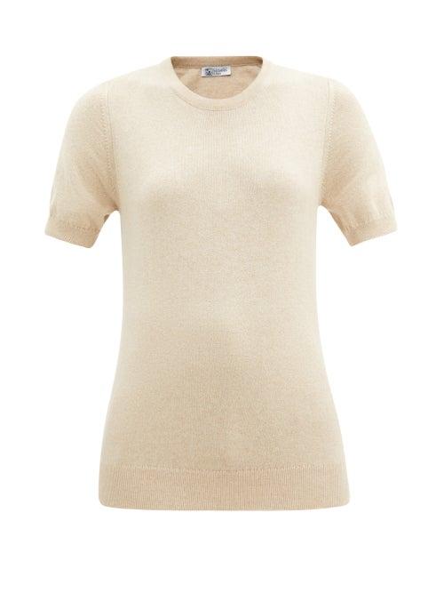 Matchesfashion.com Johnston's Of Elgin - Cashmere Short-sleeved Sweater - Womens - Beige