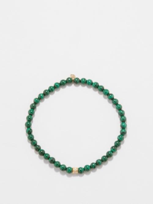 Sydney Evan - Diamond, Malachite And 14kt Gold Bracelet - Mens - Dark Green