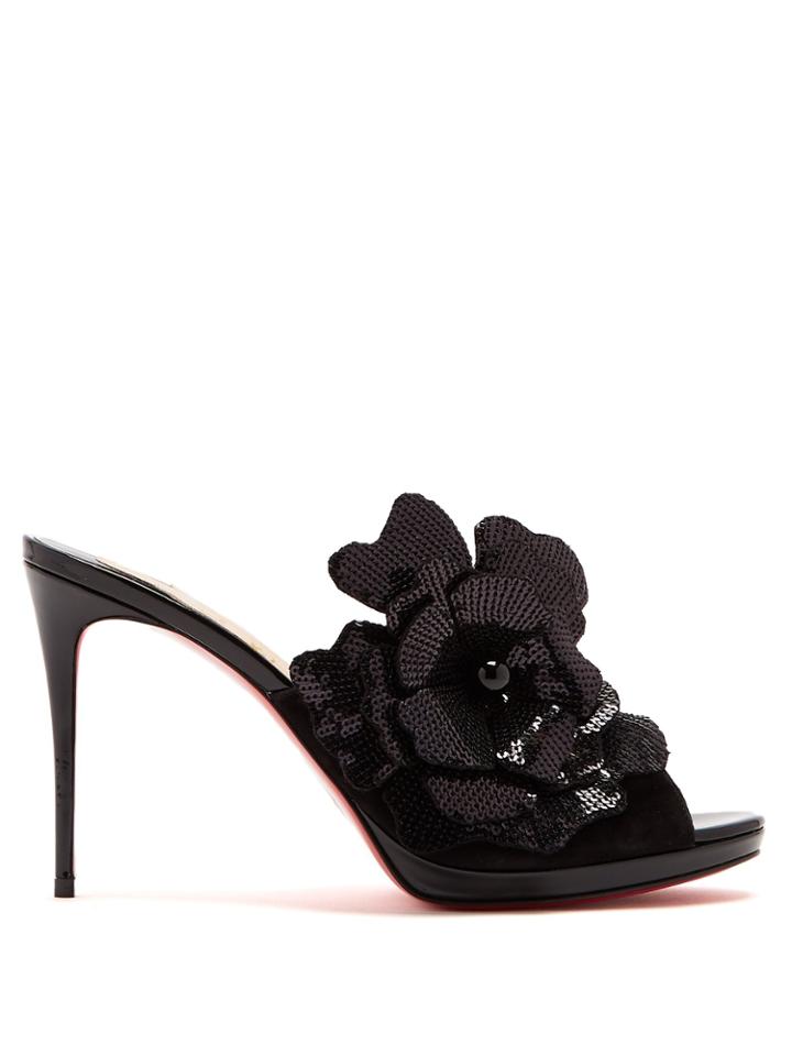 Christian Louboutin Submuline 100mm Suede Peep-toe Mules