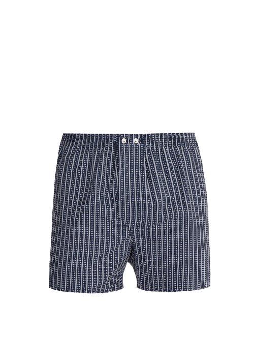 Matchesfashion.com Derek Rose - Royal Jacquard Cotton Boxer Shorts - Mens - Navy