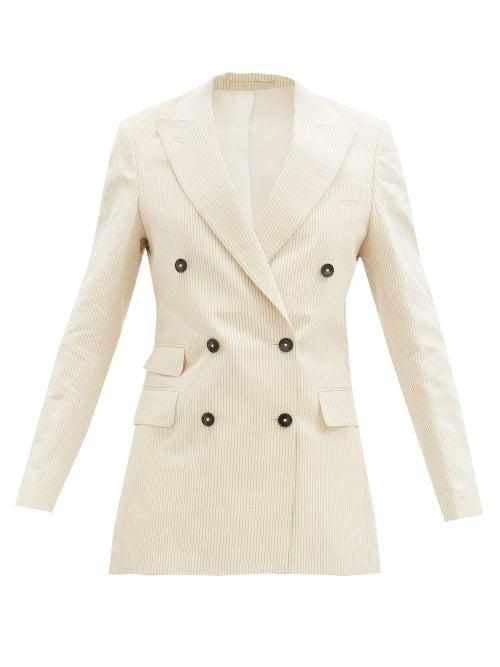 Matchesfashion.com Officine Gnrale - Manon Striped Cotton-blend Jacket - Womens - Ivory