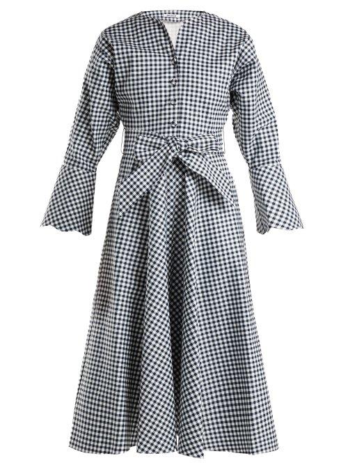 Matchesfashion.com Batsheva - Gingham Cotton Dress - Womens - Black White