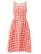 Matchesfashion.com Batsheva - Gingham Print Cotton Midi Dress - Womens - Red White