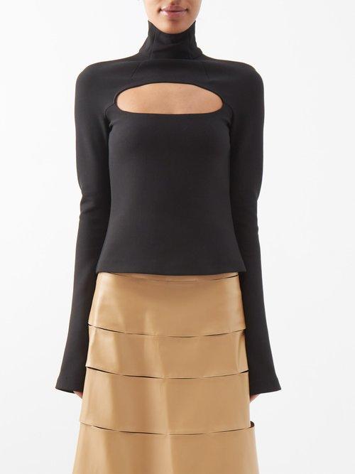 A.w.a.k.e. Mode - Cutout Wool-blend Top - Womens - Black