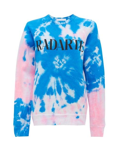 Matchesfashion.com Rodarte - Logo-print Tie-dye Cotton-blend Sweatshirt - Womens - Blue Multi