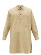 Matchesfashion.com Lemaire - Liquette Elongated Cotton-blend Shirt - Mens - Light Beige