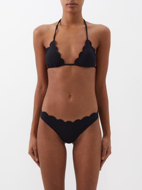 Marysia - Broadway Scalloped Triangle Bikini Top - Womens - Black