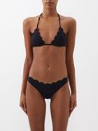 Marysia - Broadway Scalloped Triangle Bikini Top - Womens - Black