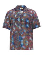 Matchesfashion.com Everest Isles - Oil Spill Print Poplin Shirt - Mens - Blue