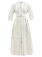 Jil Sander - Pintucked Cotton-blend Ripstop Midi Dress - Womens - White