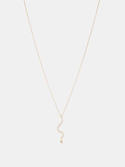 Ileana Makri - Lucky Snake Diamond & 18kt Gold Pendant - Womens - Gold Multi