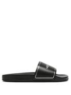 Matchesfashion.com Balenciaga - Piscine Logo-debossed Leather Slides - Mens - Black Silver