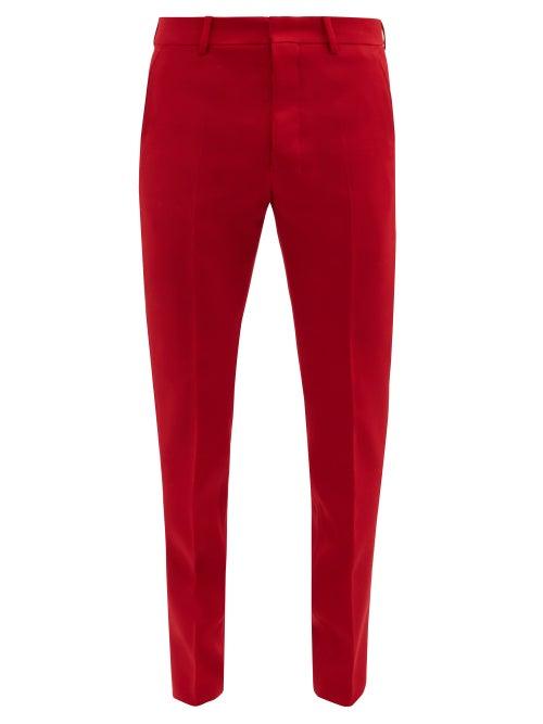 Matchesfashion.com Ami - Tailored Virgin-wool Twill Slim-leg Suit Trousers - Mens - Red
