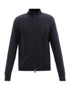 Ermenegildo Zegna - Zipped Raised-seam Wool-terry Track Jacket - Mens - Navy