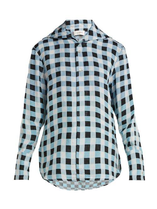 Matchesfashion.com Wales Bonner - Checked Jacquard Shirt - Womens - Blue White