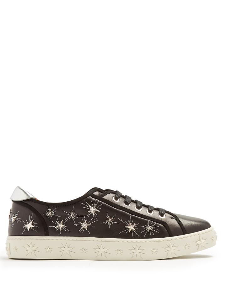 Aquazzura Cosmic Star Embellished Leather Trainers