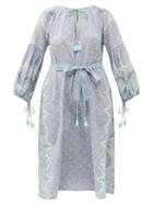Matchesfashion.com D'ascoli - Lena Floral-print Silk-crepe Midi Dress - Womens - Blue Multi