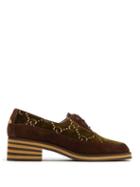 Matchesfashion.com Gucci - Thompson Logo Jacquard Velvet Derby Shoes - Womens - Brown
