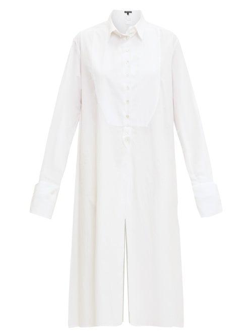 Matchesfashion.com Ann Demeulemeester - Tuxedo-bib Cotton-poplin Shirt Dress - Womens - White