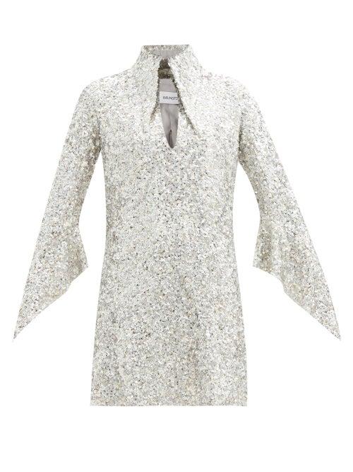 Matchesfashion.com 16arlington - Sanaga Point-collar Sequinned Mini Dress - Womens - Silver