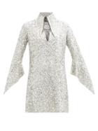 Matchesfashion.com 16arlington - Sanaga Point-collar Sequinned Mini Dress - Womens - Silver