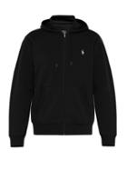 Matchesfashion.com Polo Ralph Lauren - Logo Embroidered Zip Through Hooded Sweatshirt - Mens - Black
