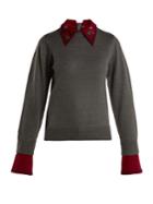 Muveil Detachable-collar Round-neck Wool-blend Sweater
